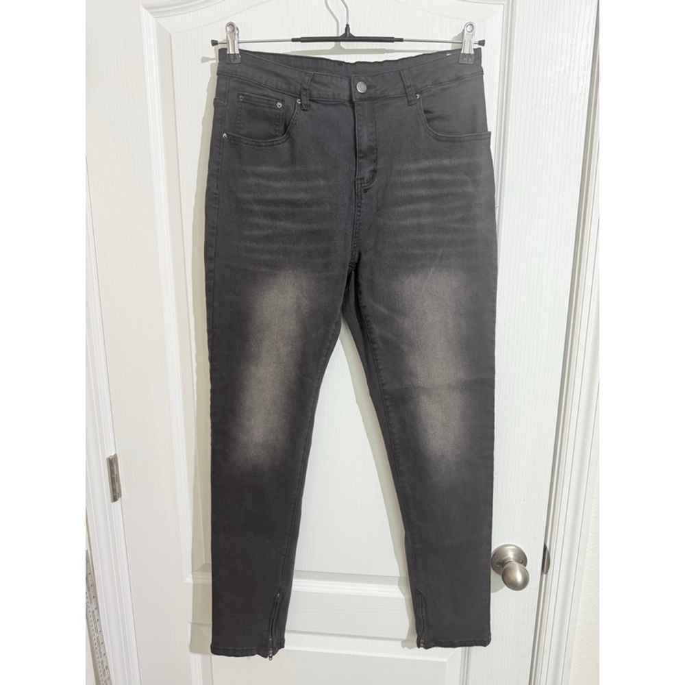 Men's MANFINITY Small Charcoal Skinny Jeans with Zipper Ankles